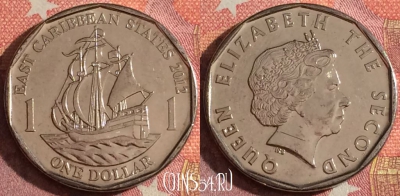 Восточные Карибы 1 доллар 2012 года, KM# 39a, 348-072