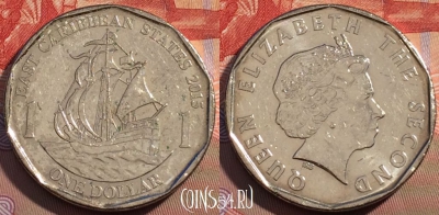 Восточные Карибы 1 доллар 2015 года, KM# 39a, 108c-073