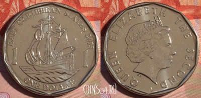 Восточные Карибы 1 доллар 2015 года, KM# 39a, 118d-122