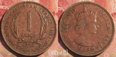 Восточные Карибы 1 цент 1965 года, KM# 2, 064c-001