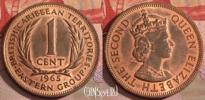 Восточные Карибы 1 цент 1965 года, KM# 2, 282b-071