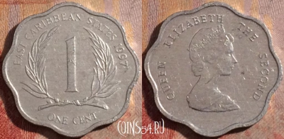 Восточные Карибы 1 цент 1997 года, KM# 10, 176a-092