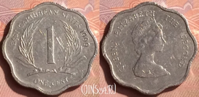 Восточные Карибы 1 цент 1999 года, KM# 10, 229n-065