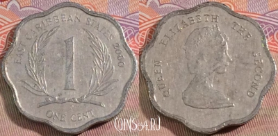 Восточные Карибы 1 цент 2000 года, KM# 10, 133b-122