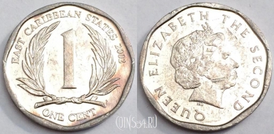 Восточные Карибы 1 цент 2002 года, KM# 34, 080-065b