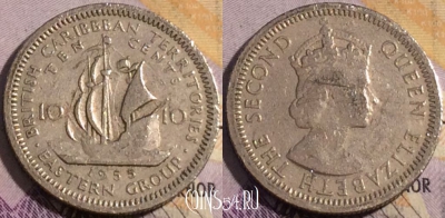 Восточные Карибы 10 центов 1955 года, KM# 5, 190a-087