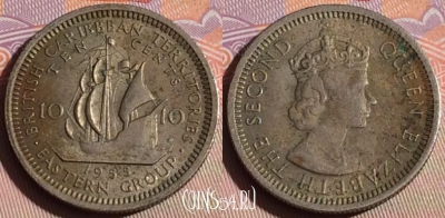 Восточные Карибы 10 центов 1955 года, KM# 5, 326-011