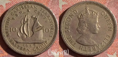 Восточные Карибы 10 центов 1959 года, KM# 5, 103i-059