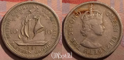 Восточные Карибы 10 центов 1961 года, KM# 5, 180b-092