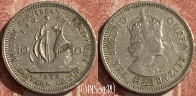Восточные Карибы 10 центов 1965 года, KM# 5, 485р-104