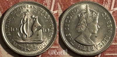 Восточные Карибы 10 центов 1965 года, KM# 5, 505s-113