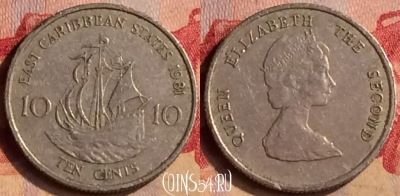 Восточные Карибы 10 центов 1981 года, KM# 13, 403-126