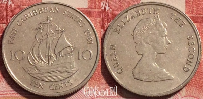 Восточные Карибы 10 центов 1981 года, KM# 13, b068-008