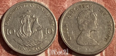 Восточные Карибы 10 центов 1987 года, KM# 13, 499р-104