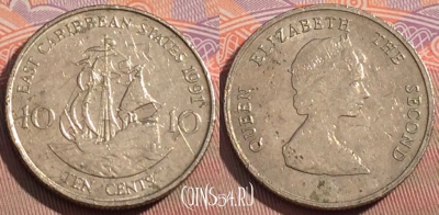 Восточные Карибы 10 центов 1991 года, KM# 13, 105c-128