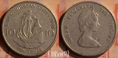 Восточные Карибы 10 центов 1996 года, KM# 13, 414-025