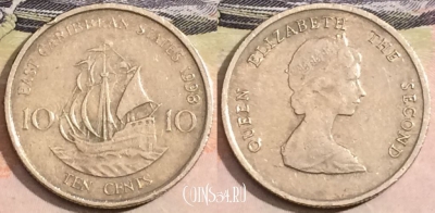 Восточные Карибы 10 центов 1998 года, KM# 13, 166-122