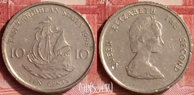 Восточные Карибы 10 центов 1998 года, KM# 13, 350l-101