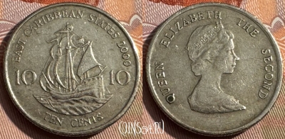 Восточные Карибы 10 центов 2000 года, KM# 13, 156s-103