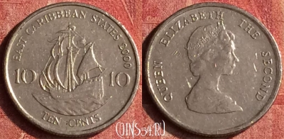 Восточные Карибы 10 центов 2000 года, KM# 13, 399-116