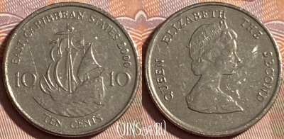 Восточные Карибы 10 центов 2000 года, KM# 13, 489р-063