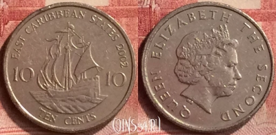 Восточные Карибы 10 центов 2002 года, KM# 37, 202m-065