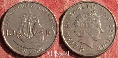 Восточные Карибы 10 центов 2002 года, KM# 37, 398-119
