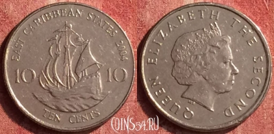 Восточные Карибы 10 центов 2004 года, KM# 37, 401-014