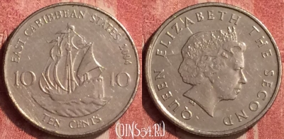 Восточные Карибы 10 центов 2004 года, KM# 37, 409-019