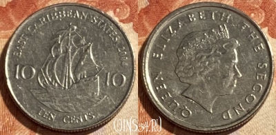 Восточные Карибы 10 центов 2004 года, KM# 37, 493р-143 ♛