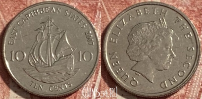 Восточные Карибы 10 центов 2007 года, KM# 37, 484р-036 ♛