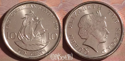Восточные Карибы 10 центов 2009 года, KM# 37a, 054i-111
