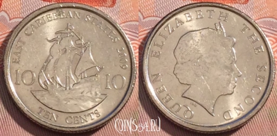 Восточные Карибы 10 центов 2009 года, KM# 37a, 122a-061
