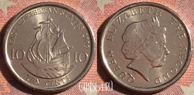 Восточные Карибы 10 центов 2009 года, KM# 37a, 192i-086