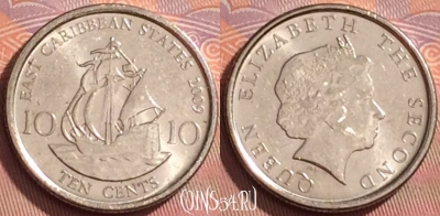 Восточные Карибы 10 центов 2009 года, KM# 37a, 209l-078