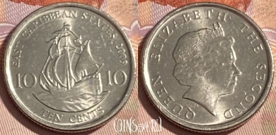 Восточные Карибы 10 центов 2009 года, KM# 37a, 480р-041