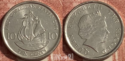 Восточные Карибы 10 центов 2009 года, KM# 37a, 485р-039