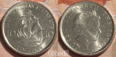 Восточные Карибы 10 центов 2009 года, KM# 37a, 496р-065 ♛
