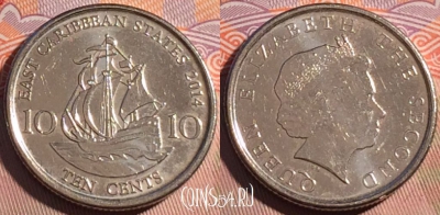 Восточные Карибы 10 центов 2014 года, KM# 37a, 194a-002