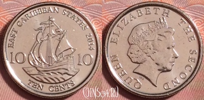 Восточные Карибы 10 центов 2014 года, KM# 37a, 207k-015