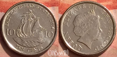 Восточные Карибы 10 центов 2014 года, KM# 37a, 251n-034