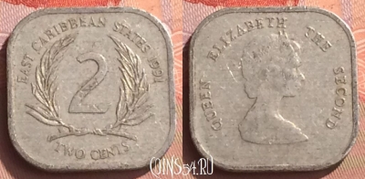 Восточные Карибы 2 цента 1991 года, KM# 11, 079o-013