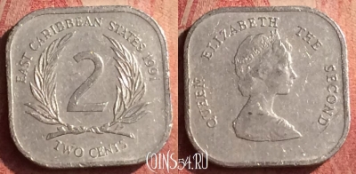 Восточные Карибы 2 цента 1991 года, KM# 11, 407n-048