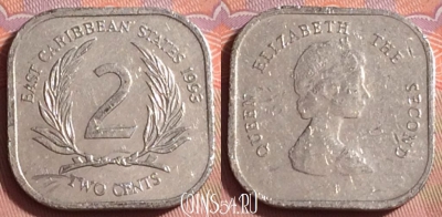 Восточные Карибы 2 цента 1993 года, KM# 11, 225k-027