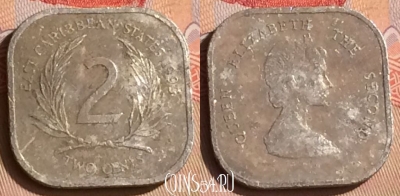 Восточные Карибы 2 цента 1993 года, KM# 11, 447-037