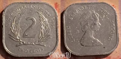 Восточные Карибы 2 цента 1994 года, KM# 11, 413-126