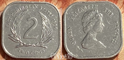Восточные Карибы 2 цента 1996 года, KM# 11, 353q-101