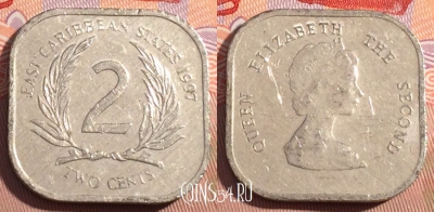 Восточные Карибы 2 цента 1997 года, KM# 11, 089a-077