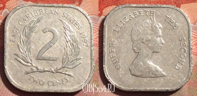 Восточные Карибы 2 цента 1997 года, KM# 11, 275a-073