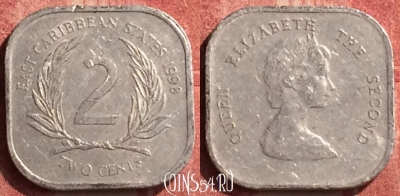 Восточные Карибы 2 цента 1998 года, KM# 11, 408-137